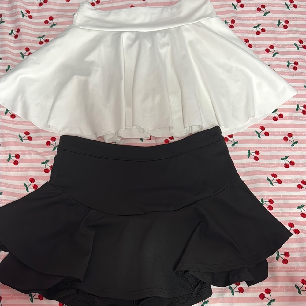 Elegant White and Black Women's Skirt Set